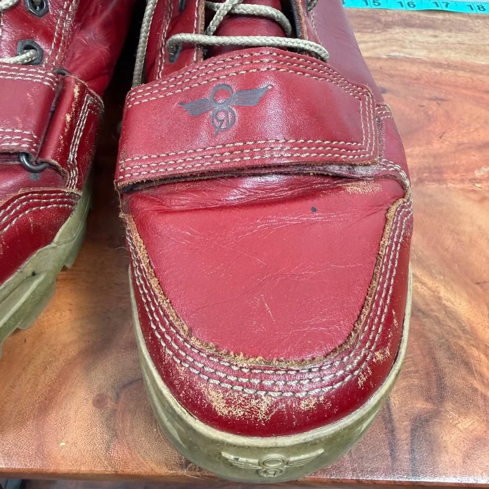 Creative Recreation Mens Red Leather High Top Boots BCR4M30 BS13 Size 12 READ